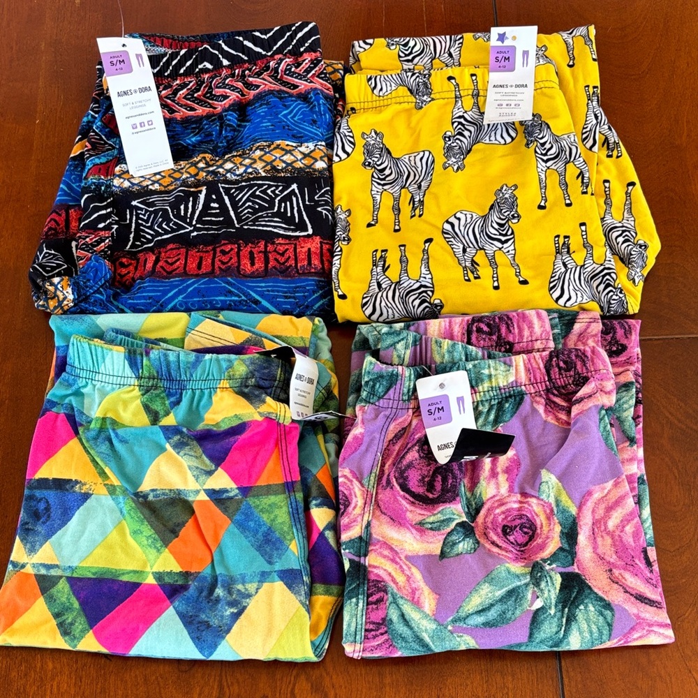 Agnes & Dora Multicolor Patterned Legging Bundle. Size S/M. NWT